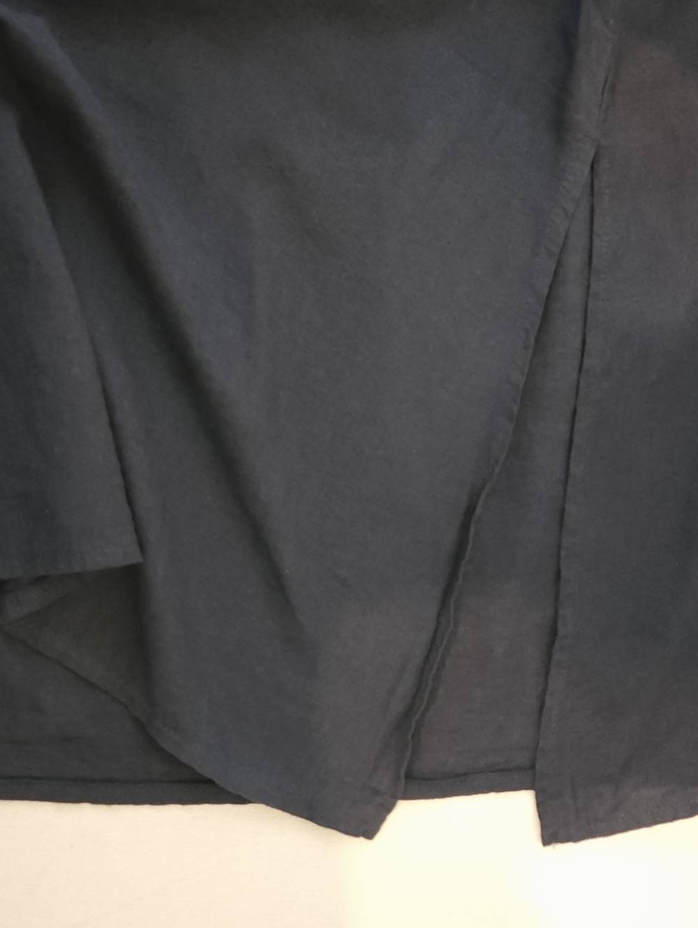 Francesca Bettini Made in Italy Linen Maxi Dress Large Navy Band Collar Button - Picture 9 of 11